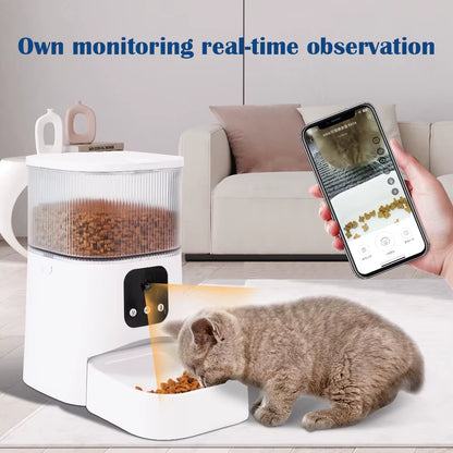 Smart Pet Feeder with Camera Cat Automatic Feeder Supports Voice and Video WIFI Dog Food Feeding Bowl 3L Intelligent Feeder