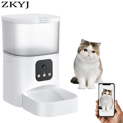 Smart Pet Feeder with Camera Cat Automatic Feeder Supports Voice and Video WIFI Dog Food Feeding Bowl 3L Intelligent Feeder