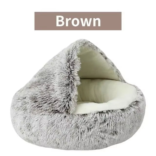 Soft Plush round Cat Bed Pet Mattress Warm Comfortable Basket Cat Dog 2 in 1 Sleeping Bag Nest for Small Dogs