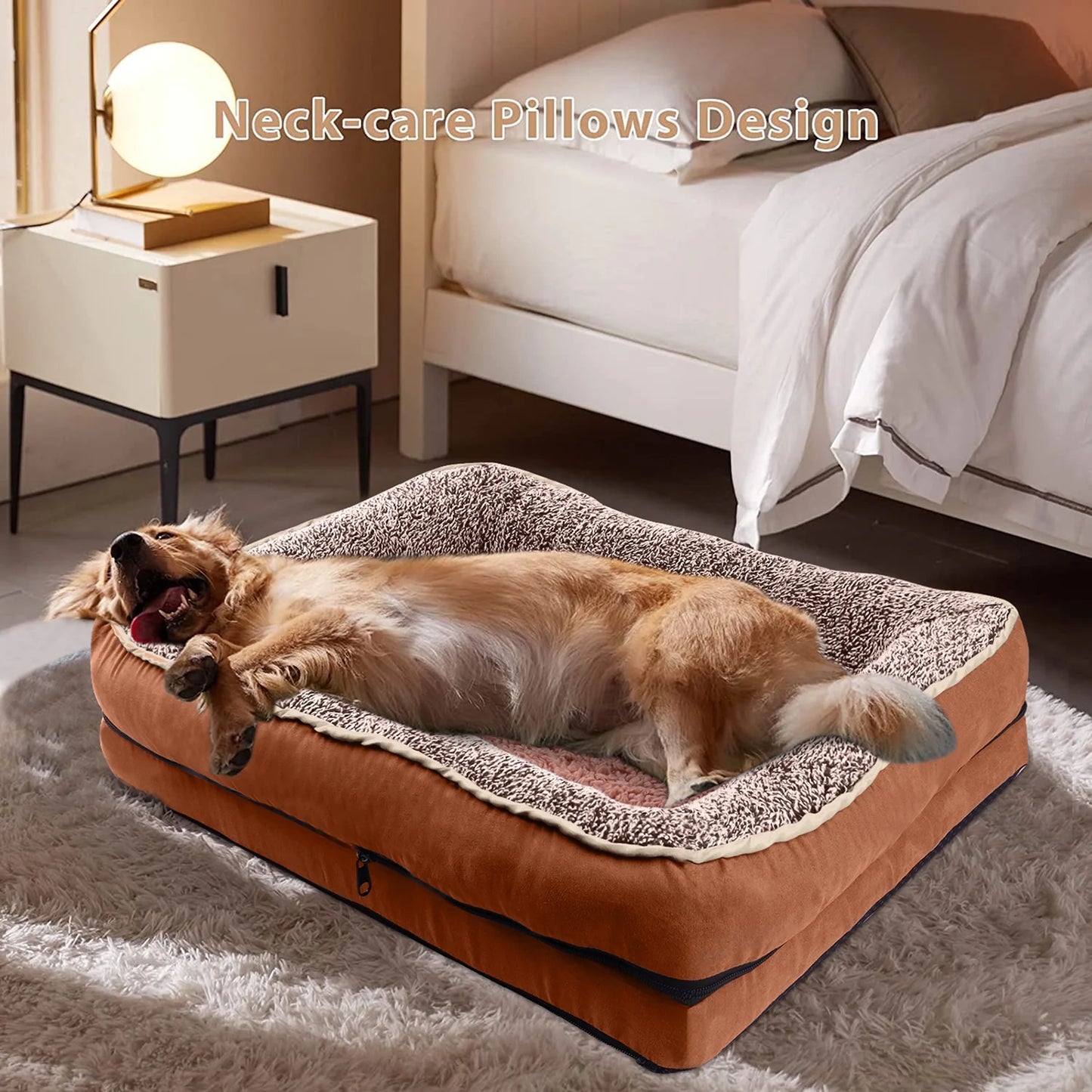 Dog Beds for Large Medium Small Dogs Orthopedic Pet Bed Sofa Supportive Egg Crate Foam Animal Couch with Removable Washable Cover Non Skid Bottom S to XL