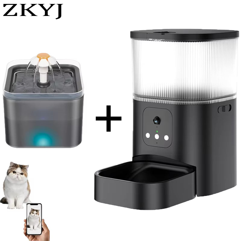 Smart Pet Feeder with Camera Cat Automatic Feeder Supports Voice and Video WIFI Dog Food Feeding Bowl 3L Intelligent Feeder