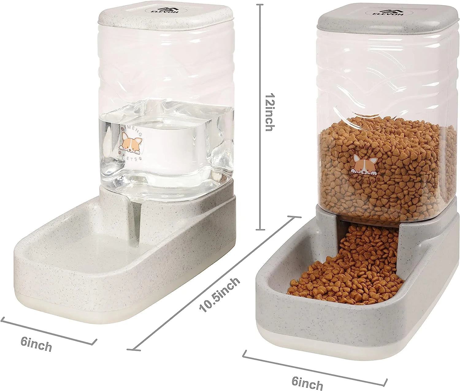 Automatic Pet Feeder and Water Dispenser Set, Dog Cat Gravity Food and Water Dispenser Set with Pet Food Bowl, Automatic Cat Feeder for Small Large Pets Puppy Kitten Large Capacity(3.8L)