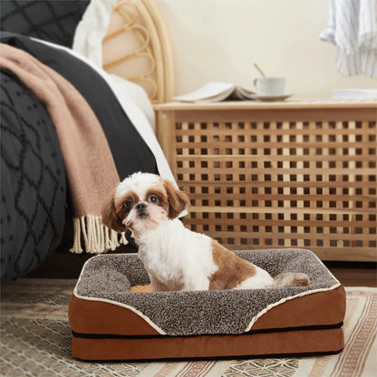 Dog Beds for Large Medium Small Dogs Orthopedic Pet Bed Sofa Supportive Egg Crate Foam Animal Couch with Removable Washable Cover Non Skid Bottom S to XL