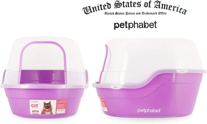 Covered Litter Box, Jumbo Hooded Cat Litter Box Holds up to Two Small Cats Simultaneously,Extra Large Purple by