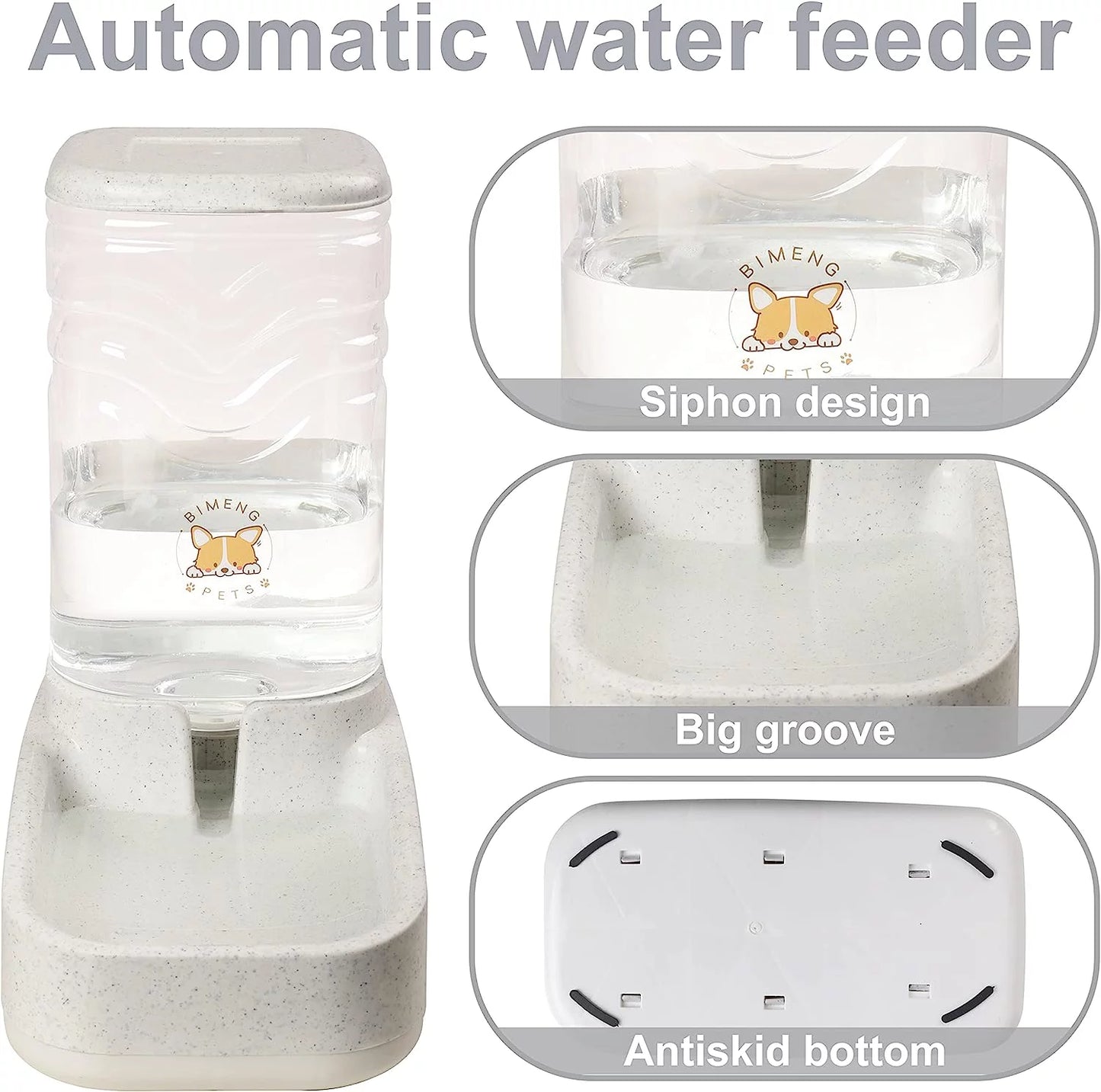 Automatic Pet Feeder and Water Dispenser Set, Dog Cat Gravity Food and Water Dispenser Set with Pet Food Bowl, Automatic Cat Feeder for Small Large Pets Puppy Kitten Large Capacity(3.8L)