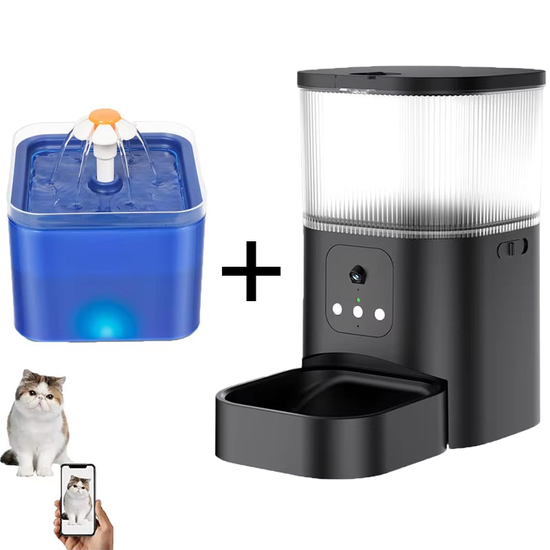 Smart Pet Feeder with Camera Cat Automatic Feeder Supports Voice and Video WIFI Dog Food Feeding Bowl 3L Intelligent Feeder