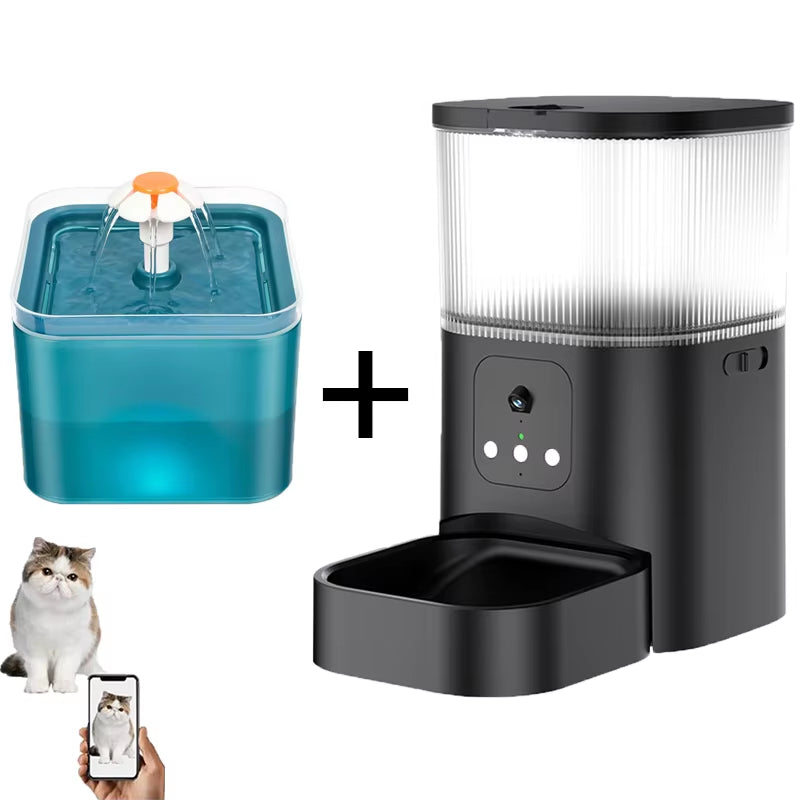 Smart Pet Feeder with Camera Cat Automatic Feeder Supports Voice and Video WIFI Dog Food Feeding Bowl 3L Intelligent Feeder