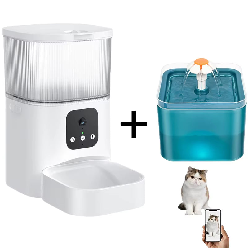 Smart Pet Feeder with Camera Cat Automatic Feeder Supports Voice and Video WIFI Dog Food Feeding Bowl 3L Intelligent Feeder