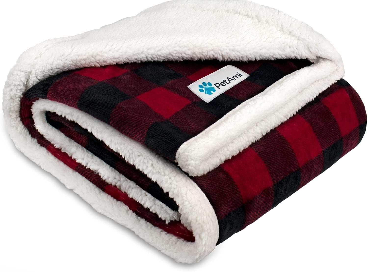 Waterproofdog Blanket for Bed, XL Dog Pet Blanket Couch Cover Protection, Sherpa Fleece Leakproof Bed Blanket for Crate Kennel Sofa Furniture Protector, Reversible Soft Plush 80X60 Checker Red