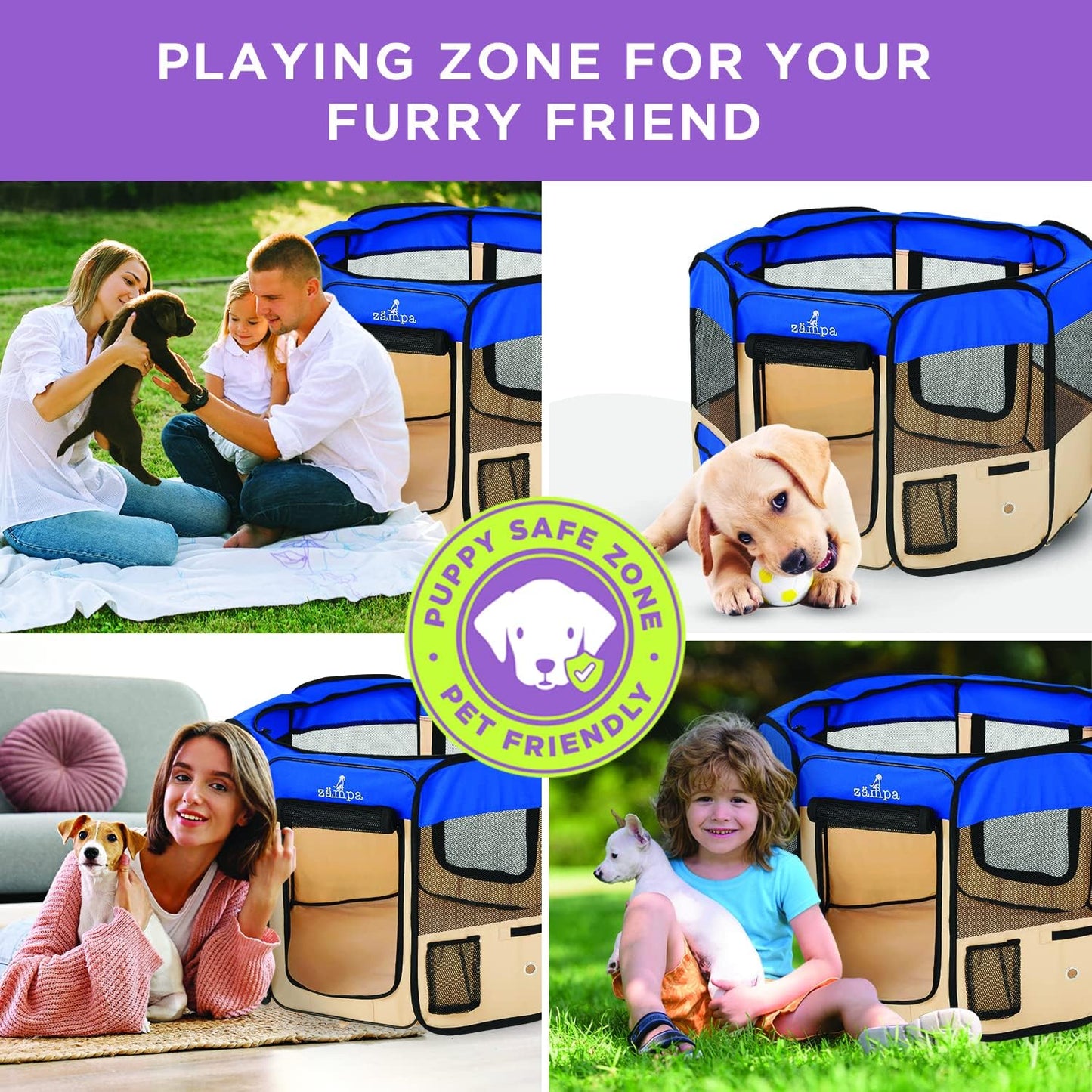 Dog Playpen Medium 45"X45"X24" Pop up Portable Playpen for Dogs and Cat, Foldable | Indoor/Outdoor Pen & Travel Pet Carrier + Carrying Case.