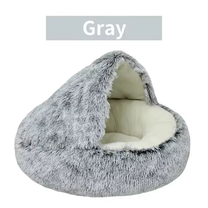 Soft Plush round Cat Bed Pet Mattress Warm Comfortable Basket Cat Dog 2 in 1 Sleeping Bag Nest for Small Dogs